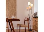 NÄVE Stehlampe "Boho", braun, 4, Ø 15,5cm H: 140cm, 1 Stk., Leuchten, 4flg., E14, Textilschirme 2x beige, 2x braun, inkl. Fußschalter, Stehlampe