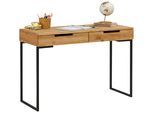 Schreibtisch HOME AFFAIRE, braun (eiche, schwarz, eiche), B:110cm H:76cm T:45cm, Tische, Schreibtisch, Laptoptisch, Eichenholz, mit 2 Schubladen, filigranes Metallgestell
