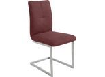 Freischwinger K+W KOMFORT & WOHNEN "6511", rot (bordeaux, edelstahloptik), B:46cm H:90cm T:62cm, Stühle, Freischwinger, Freischwinger mit Hochkantrohr und praktischem Metallgriff am Rücken