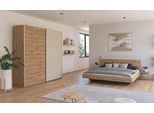 Schlafzimmer-Set RAUCH "Monza", braun (eiche artisan, champagner), Bett 180x200cm + ohne Matratze, B/H: 180cm x 200cm, Bett 180x200cm, Holzwerkstoff, Schlafzimmermöbel-Sets, Schlafzimmer-Set, mit Schwebetürenschrank Breite 218 cm, Bettanlage in 2 Breiten