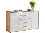 Kombikommode WIEMANN "Cardiff Sideboard, Wäscheschrank, teilmassiv Erle, mit Schubladen", braun, Erle,Front Glas weiß, Erle, Sideboards, Kombikommode, verschiedenen Ausführungen, inklusive Einlegeboden