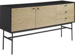 Sideboard SALESFEVER "Torsby Chic Kommode für moderne Wohnwelten", beige (natur), B:160cm H:85cm T:40cm, Furnier, MDF, Metall, Sideboards, Sideboard, Scandi Design Kommode - skandinavische Eleganz pur