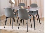 Esszimmer-Set ACTONA GROUP "Essgruppe, Speisetisch mit Stühlen", grau, B:140cm H:75cm T:80cm, Stahl, Kastenmöbel-Sets, Esszimmer-Set, Rechteckig Esstisch+4x Stühle, grau keramik, dunkelgrau,140x80x75cm