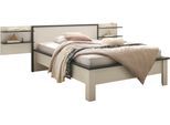 Bettanlage HOME AFFAIRE "SHERWOOD", weiß (pinie weiß dekor), B:280cm H:93cm T:213cm, Schlafzimmermöbel-Sets, Bettanlage, Liegefläche Bett 140x200cm, Wandpaneel mit jeweils 2 Ablageflächen
