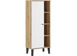 Stauraumschrank HOME AFFAIRE "Oslo, Badschrank mit Knopfgriff, Hochschrank im skandinavischen Design", weiß (eiche evoke, weiß), B:51cm H:128cm T:33cm, FSC-zertifizierter Holzwerkstoff, Schränke, Stauraumschrank, in der Türfarbe Weiß oder Grau verfügbar, ausreichend Stauraum