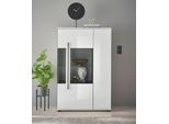 Vitrine HOME AFFAIRE "Cantara, Vitrinenschrank in Eiche Evoke oder weiß, Standvitrine", weiß (weiß, weiß hochglanz), B:90cm H:140cm T:37cm, Schränke, Vitrine, schwarzer Stangengriff, ausreichend Stauraum, vielseitig einsetzbar