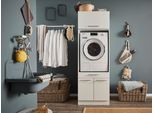 Mehrzweckschrank-Set LAUNDREEZY "LAUNDREEZY LDSK1", weiß, B:67,5cm H:200cm T:67,5cm, Holzwerkstoff, Kastenmöbel-Sets, Mehrzweckschrank-Set, Breite 67,5 cm, Softclose, höhenverstellbare Füße