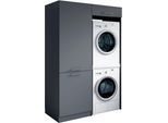 Mehrzweckschrank-Set LAUNDREEZY "Laundreezy, 2-tlg. Mehrzweckschrank-Set B/H/T 128/238/68 cm", anthrazit matt, B:128cm H:238cm T:68cm, Holzwerkstoff, Kastenmöbel-Sets, Mehrzweckschrank-Set, Breite 128 cm, Soft-Close-Funktion, höhenverstellbare Füße