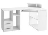 Schreibtisch VOGL MÖBELFABRIK "Sam", weiß, B:137cm H:87cm T:73cm, Tische, Schreibtisch, Eckschreibtisch, Tastaturauszug, Monitoraufsatz & opt. Towerfach