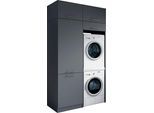 Mehrzweckschrank-Set LAUNDREEZY "Laundreezy, 4-tlg. Mehrzweckschrank-Set B/H/T 128/238/68 cm", anthrazit matt, B:128cm H:238cm T:68cm, Holzwerkstoff, Kastenmöbel-Sets, Mehrzweckschrank-Set, Breite 128 cm, Soft-Close-Funktion, höhenverstellbare Füße