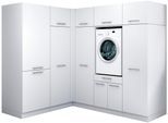 Mehrzweckschrank-Set LAUNDREEZY "Laundreezy, 9-tlg. Mehrzweckschrank-Set B/H/T 218/200/68 cm", weiß (weiß matt), B:218cm H:200cm T:68cm, Holzwerkstoff, Kastenmöbel-Sets, Mehrzweckschrank-Set, Breite 218 cm, Soft-Close-Funktion, höhenverstellbare Füße