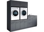 Mehrzweckschrank-Set LAUNDREEZY "Laundreezy, 6-tlg. Mehrzweckschrank-Set B/H/T 236/200/68 cm", anthrazit matt, B:236cm H:200cm T:68cm, Holzwerkstoff, Kastenmöbel-Sets, Mehrzweckschrank-Set, Breite 236 cm, Soft-Close-Funktion, höhenverstellbare Füße