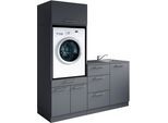Mehrzweckschrank-Set LAUNDREEZY "Laundreezy, 4-tlg. Mehrzweckschrank-Set B/H/T 168/200/68 cm", anthrazit matt, B:168cm H:200cm T:68cm, Holzwerkstoff, Kastenmöbel-Sets, Mehrzweckschrank-Set, Breite 168 cm, Soft-Close-Funktion, höhenverstellbare Füße