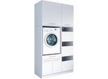 Mehrzweckschrank-Set LAUNDREEZY "Laundreezy, 4-tlg. Mehrzweckschrank-Set B/H/T 118/238/68 cm", weiß matt, B:118cm H:238cm T:68cm, Holzwerkstoff, Kastenmöbel-Sets, Mehrzweckschrank-Set, Breite 118 cm, Soft-Close-Funktion, höhenverstellbare Füße