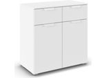 Kombikommode RAUCH "Sideboard Schubladenkommode COSTA mit farblich passenden Metallgriffen", alpinweiß, griffe alpinweiß, B:80cm H:81cm T:42cm, Holzwerkstoff, Sideboards, Kombikommode, mit 2 Schubladen und 1 verstellbaren Einlegeboden MADE IN GERMANY