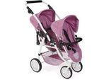 Puppen-Zwillingsbuggy CHIC2000 "Vario, Jeans Pink", rosa (jeans pink), Puppenwagen, KinderB:71cm H:79cm T:71cm, Kunststoff, Metall, Stoff, B:71cm H:79cm T:71cm