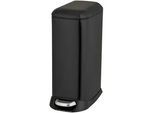 Mülleimer WENKO "Modell Design", schwarz, B:23,5cm H:55cm T:41cm, Edelstahl, Kunststoff, Mülleimer, Mülleimer, Abfalleimer mit Absenkautomatik und herausnehmbarem Einsatz