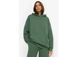 Hoodie LSCN BY LASCANA, Damen, Gr. 48/50, oliv, Sweatware, Obermaterial: 60% Baumwolle, 40% Polyester, unifarben, bequem normal, ohne Ausschnitt, Rippbündchen, Sweatshirts Hoodie, mit aufgesetzter Kängurutasche