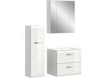 Badezimmer-Set WELLTIME, weiß (weiß hochglanz tiefzieh), B:105cm H:185cm T:46cm, Holzwerkstoff, MDF, Kastenmöbel-Sets, Bad-Kombination, Bad-Möbel, Badezimmer, Kombination, Kombi