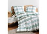 Bettwäsche JANINE "moments 98130 06", salbei mint, B/L: 155cm x 220cm, 1 Stk., 1 Stk., Mako-Satin, B/L: 80cm x 80cm, Mako-Satin, Obermaterial: 100% Baumwolle, Bettwäsche, Bettwäsche, mit Reißverschluss