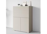 PC-Schrank HOME AFFAIRE "Vera, Sekretär, Home-Office-Schreibtisch mit LED-Beleuchtung", beige (kaschmir), B:90cm H:125,1cm T:42cm, Sekretäre, Multifunktional mit Stauraum, klappbare Tischfläche, LED, B 90 cm