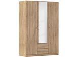 Kleiderschrank RAUCH "Schrank Garderobe Garderobenschrank Putzschrank Wäscheschrank BERGHEIM", braun (eiche sonoma), B:136cm H:197cm T:54cm, Holzwerkstoff, Schränke, Kleiderschrank, 2 Außenschubladen, Tür/en abschließbar je 2 Schlüssel MADE IN GERMANY