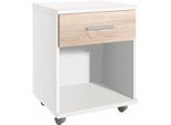 Rollcontainer WIMEX "Joker", weiß (weiß, struktureichfarben hell), B:46cm H:59cm T:45cm, Holzwerkstoff, Kunststoff, Metall, Rollwagen, Rollcontainer, Schrank mit 1 Schublade und offenes Fach, ideal auch als Nachttisch