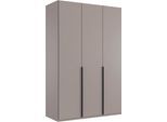 Kleiderschrank WIMEX "Mugano,in 5 Breiten,2 Höhen,2 Tiefen, viele Farben, Made in Germany", schwarz (saharagrau, griffe schwarz), B:135cm H:208cm T:58cm, Holzwerkstoff, Schränke, Kleiderschrank, mit langen Griffen aus Metall, mit oder ohne Spiegel
