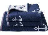 Duschtuch DYCKHOFF "Maritim, Nautic", blau (navy), B:70cm L:140cm, Frottier, Obermaterial: 100% Baumwolle, Handtücher, Duschtuch