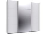 Kleiderschrank WIMEX "Mugano, Made in Germany, Lieferung bis in Deine Etage und Stellort", weiß (weiß, griffe alufarben), B:225cm H:208cm T:65cm, Holzwerkstoff, Schränke, Kleiderschrank, 3 Schwebetüren, große Größen, mit oder ohne Spiegel, Metallgriffe