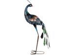 Tierfigur GILDE "Pfau", bunt, B:55cm H:78cm T:35cm, Metall, Dekofiguren, Tierfigur