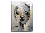 Leinwandbild REINDERS "Goldenes Gesicht", gold (farbe bild(er): gold), B:50cm H:70cm T:2,5cm, Leinwand, Bilder, Leinwandbild