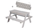 Kindersitzgruppe ROBA "Picknick for 4 Outdoor + mit Spielwannen, Grau", grau, Sitzmöbel-Sets, Kinder, B/H/T: 89cm x 50cm x 85,5cm, Kindersitzgarniturmit Spielwannen und 2 Sitzauflagen, Massivholz, Kindersitzgruppe, mit abgerundeten Ecken; inklusive Sitzauflagen Â»Little StarsÂ«, B:89cm H:50cm T:85,5cm