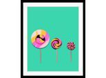 Bild QUEENCE "Shamira", bunt (farbe rahmen: schwarz, farbe bild(er): blau, türkis, pink, gelb), B:30cm H:40cm, Acrylglas, Holz, Papier, Bilder, Bild, HD Premium Poster-Druck inkl. Holzrahmen
