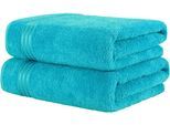Saunatuch HAMMETEX "Hammetex 2er Set extra große Saunatücher", blau (türkis), B:80cm L:200cm, Frottier, Baumwolle, Handtücher, Saunatuch, 100% Baumwolle – Weich & Saugfähig – Luxuriöse Große Spa-Badetücher