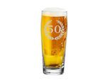 Bierglas LUXENTU "Willi Becher Bierglas mit Gravur 50. Jubiläum 0,5 l transparent", bunt (transparent), 1 tlg., Glas, Trinkgefäße, Bierglas