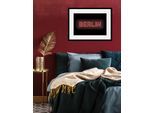 Bild QUEENCE "BERLIN LIGHTS", rot (farbe rahmen: schwarz, farbe bild(er): rot), B:70cm H:50cm, Acrylglas, Holz, Papier, Bilder, Bild, HD Premium Poster-Druck inkl. Holzrahmen