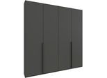 Kleiderschrank WIMEX "Mugano,in 5 Breiten,2 Höhen,2 Tiefen, viele Farben, Made in Germany", grau (grafit, griffe schwarz), B:180cm H:208cm T:40cm, Holzwerkstoff, Schränke, Kleiderschrank, mit langen Griffen aus Metall, mit oder ohne Spiegel