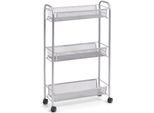 Rollwagen ZELLER PRESENT "Mesh", silber (silberfarben), B:44cm H:70,5cm T:17cm, Polyester, Rollwagen, Rollwagen, mit drei Ablagekörbe, Höhe 70,5 cm