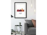 Bild QUEENCE "Frankfurt Color Splash", bunt (farbe rahmen: schwarz, farbe bild(er): bunt), B:50cm H:70cm, Acrylglas, Holz, Papier, Bilder, Bild, HD Premium Poster-Druck inkl. Holzrahmen