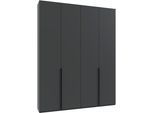 Kleiderschrank WIMEX "Mugano,in 5 Breiten,2 Höhen,2 Tiefen, viele Farben, Made in Germany", schwarz (grafit, griffe schwarz), B:180cm H:236cm T:40cm, Holzwerkstoff, Schränke, Kleiderschrank, mit langen Griffen aus Metall, mit oder ohne Spiegel