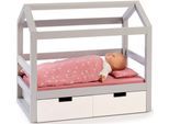 Puppenbett MUSTERKIND "Puppen-Hausbett Viola, grau/weiß", rosa (grau, weiß, altrosa), Puppenmöbel, KinderB:31cm H:50cm T:55cm, Holz, Puppenbett, aus Holz, B:31cm H:50cm T:55cm