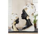 Afrikafigur GILDE "Lady "Mara" mit Kopftuch", beige (creme, schwarz), B:21,5cm H:41cm T:11cm, Kunstharz, Dekofiguren, Afrikafigur