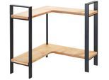 Küchenregal WENKO "Modell Lou", schwarz, H:33cm, Bambus, Metall, Regale, Küchenregal, 2 Ablagen aus Bambus, stehendes Küchen-Eckregal für die Arbeitsplatte