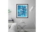 Bild QUEENCE "Mirco", blau (farbe rahmen: schwarz, farbe bild(er): blau), B:30cm H:40cm, Acrylglas, Holz, Papier, Bilder, Bild, HD Premium Poster-Druck inkl. Holzrahmen