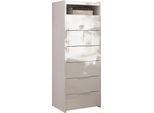 Home affaire "Malmo, Schubkastenkommode B/T/H 52/40/135 cm, mit 6 Schubkästen," offene Ablage, Top 22 mm stark, Metallgriff, Weiss Hochglanz Lack