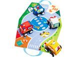Spielzeug-Auto HAPE "Plüschauto-Set mit Rückziehmotor", bunt, Spielzeugfahrzeuge, KinderB:38cm H:25cm T:9,5cm, Spielzeug-Auto, B:38cm H:25cm T:9,5cm