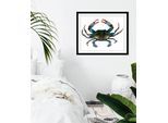 Bild QUEENCE "Mr. Krabs", blau (farbe rahmen: schwarz, farbe bild(er): blau), B:40cm H:30cm, Acrylglas, Holz, Papier, Bilder, Bild, HD Premium Poster-Druck inkl. Holzrahmen