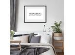 Bild QUEENCE "HEIDELBERG", weiß (farbe rahmen: schwarz, farbe bild(er): weiß), B:50cm H:40cm, Acrylglas, Holz, Papier, Bilder, Bild, HD Premium Poster-Druck inkl. Holzrahmen
