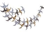 Wanddekoobjekt, silber (silberfarben), B:103cm H:79cm T:5cm, Metall, HOFMANN LIVING AND MORE, Wanddekoobjekte, Wanddekoobjekt, aus Metall, metallicfarben, Motiv Vogelschwarm
